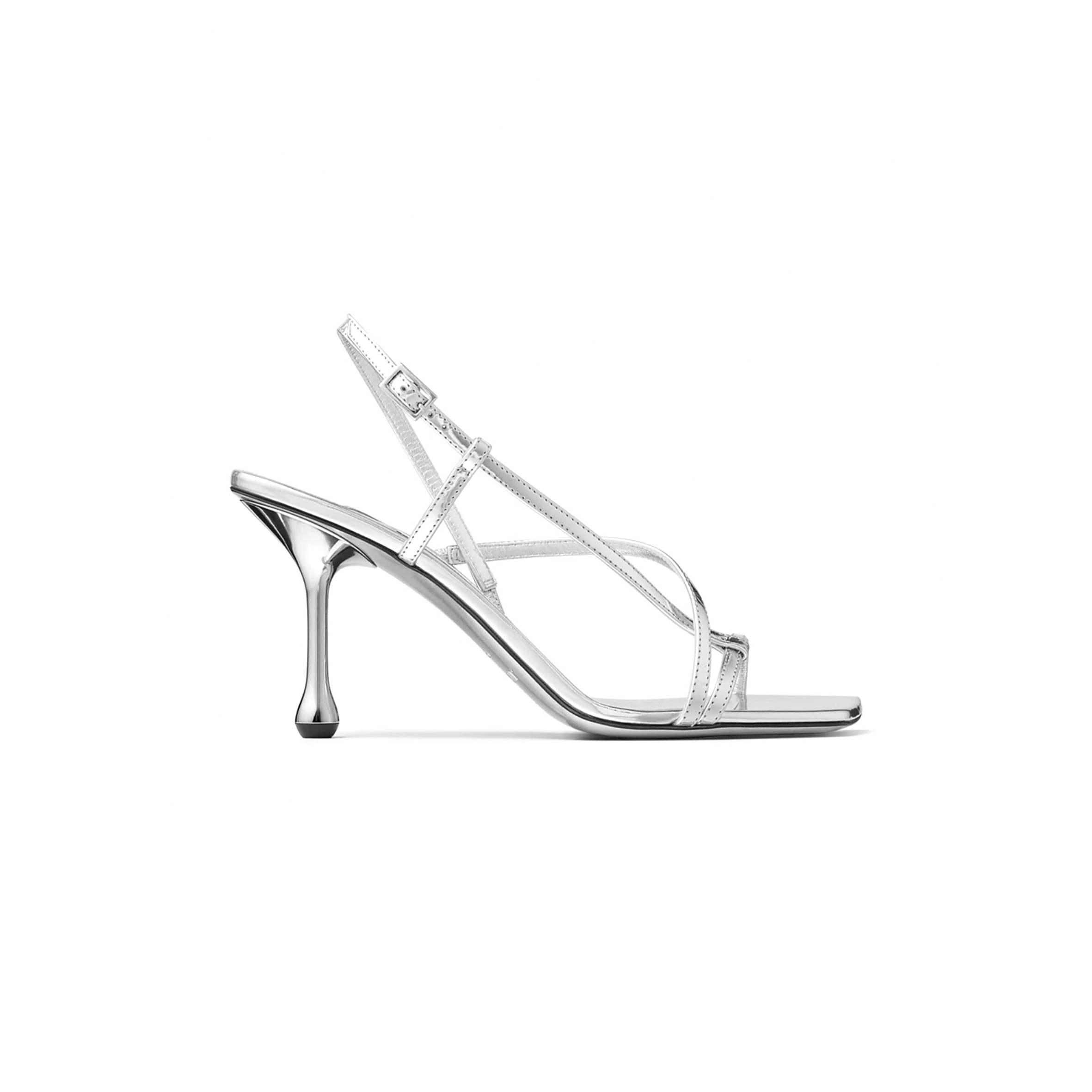 Ji*y Ch* etana 80 silver metallic leather sandals etana80qui